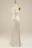 Sheath-Column Spaghetti Straps Bridesmaid Dress With Split