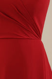 A-line V-neck Red Chiffon Bridesmaid Dress