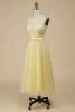A-line Tea Length Tulle Party Dress With Sequin