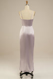 Sheath-Column Tea Length Elastic Satin Bridesmaid Dress