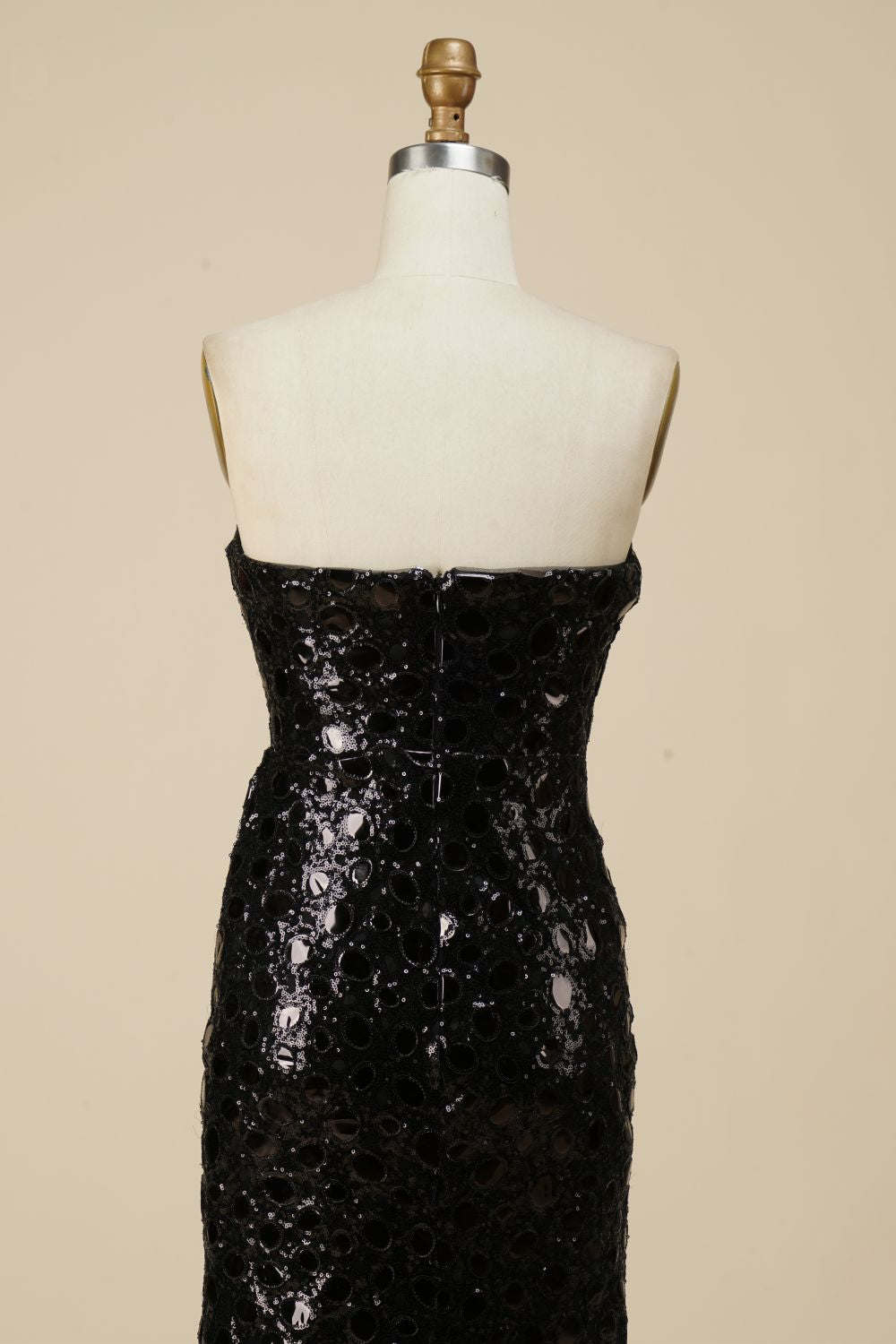 Black Sheath-Column Sequined Party Dress With Slit